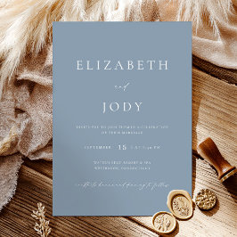 Dusty Blue Modern Minimalist Elegant Wedding  Kaart