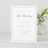 Dusty Blue Modern minimalist Wedding Invitation Kaart (Staand voorkant)