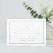 Dusty Blue Modern Minimalistisch Bruiloft RSVP Kaa (Staand voorkant)