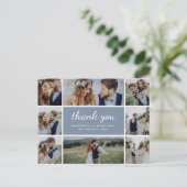 Dusty Blue Modern Photo Collage Weddenschap Bedank Briefkaart (Staand voorkant)