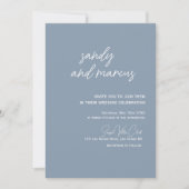 Dusty Blue Modern Photo Wedding Kaart (Voorkant)