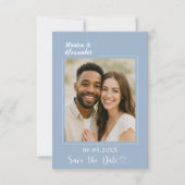 Dusty blue modern photo wedding Save the Date (Devant)
