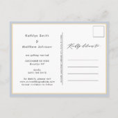 Dusty Blue Modern Photo Wedding Save the Date Aankondigingskaart (Achterkant)