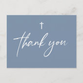 Dusty Blue Modern Script Custom Doop Briefkaart (Voorkant)