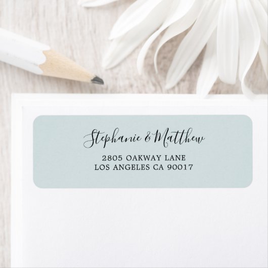 Dusty Blue Modern Script Elegant Etiket (Insitu)