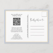 Dusty Blue Modern script in één simpele bruiloft Uitnodiging Briefkaart (Achterkant)