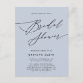 Dusty Blue Modern Script Minimalist Vrijgezellenfe Uitnodiging Briefkaart (Voorkant)