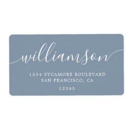 Dusty Blue Modern Script Retouradres Etiket