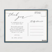 Dusty Blue Modern Script Simple Weddenschap Bedank Briefkaart (Achterkant)
