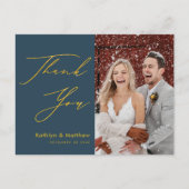 Dusty Blue Modern Script Simple Weddenschap Bedank Briefkaart (Voorkant)