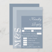 Dusty Blue Modern Script Wedding Carte RSVP (Devant / Derrière)