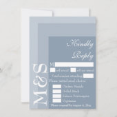 Dusty Blue Modern Script Wedding Carte RSVP (Devant)