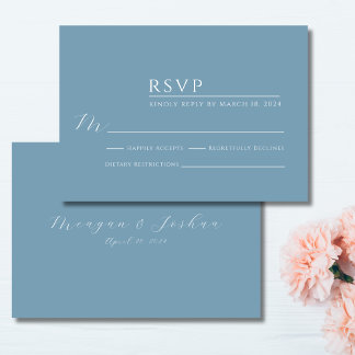 Dusty Blue Modern Wedding Carte RSVP