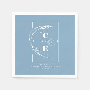 Dusty Blue Modern Wedding Monogram Servet