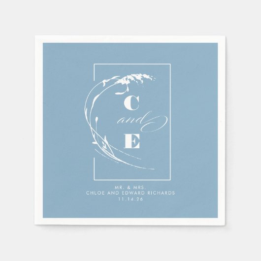 Dusty Blue Modern Wedding Monogram Servet (Voorkant)