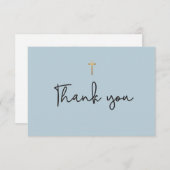 Dusty Blue moderne Baptême carte de remerciements (Devant / Derrière)