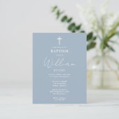 Dusty Blue Moderne Baptême Christening Invitation (Debout devant)