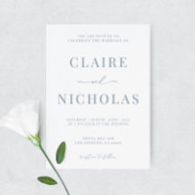 Dusty Blue Moderne Elégant Mariage Invitation