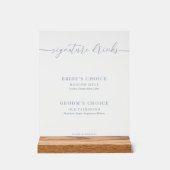 Dusty Blue Moderne Élégant Mariage Signature Boiss (Recto)