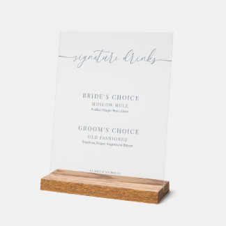 Dusty Blue Moderne Élégant Mariage Signature Boiss