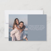 Dusty Blue Moderne Floral Photo Mariage Merci (Dos)