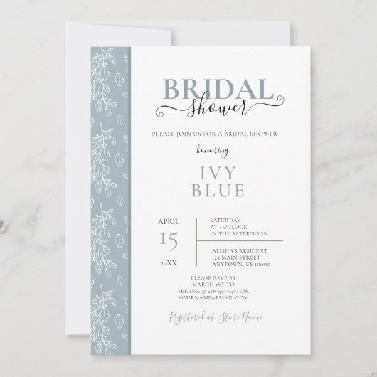 Dusty Blue, moderne nuptiale douche Invitation (Devant)