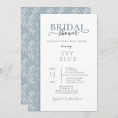 Dusty Blue, moderne nuptiale douche Invitation (Devant / Derrière)