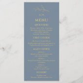 Dusty Blue Monogram Botanische Minimalistische Huw Menu (Voorkant)