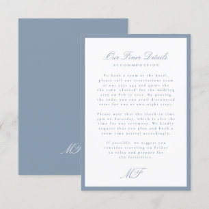 Dusty Blue Monogram Classic Wedding Details Info Informatiekaartje