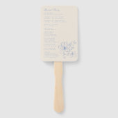 Dusty Blue Monogram Crest Wedding Program Hand Fan Handwaaier (Achterkant)