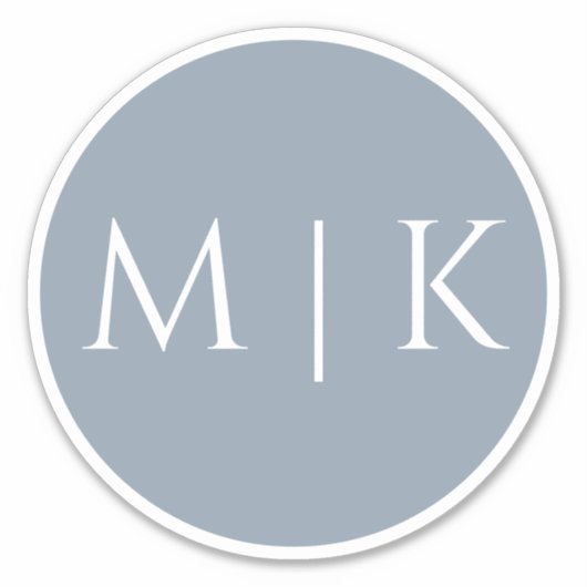 Dusty Blue Monogram Elegante Eenvoudige Minimale H Sticker (Voorkant)