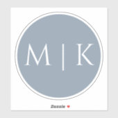 Dusty Blue Monogram Elegante Eenvoudige Minimale H Sticker (Vel)
