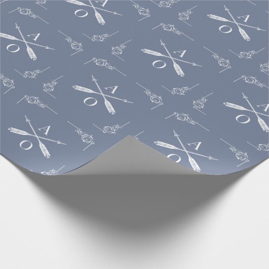 Dusty Blue Monogram en pijlen Cadeaupapier (Hoek)