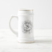 Dusty Blue Monogram Groomsmen Beer Stein Bierpul (Links)