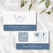 Dusty Blue Monogram Krans Visitekaartje