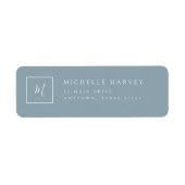 Dusty Blue Monogram Modern Return Address Label (Voorkant)