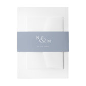 Dusty Blue Monogram Modern Simple Wedding Uitnodigingen Wikkel (Voorkant Voorbeeld)