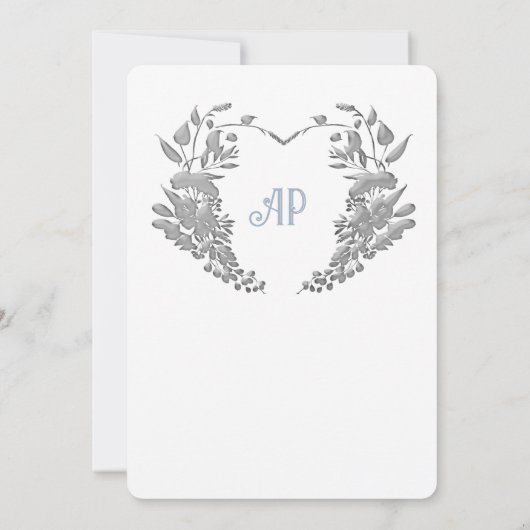 Dusty Blue Monogram Vintage Wedding Invitation (Dos)