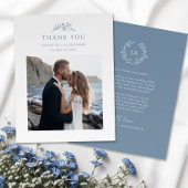 Dusty Blue Monogram Wedding Bedankkaart