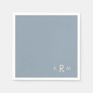 Dusty Blue Monogram Wedding Cocktail Servet
