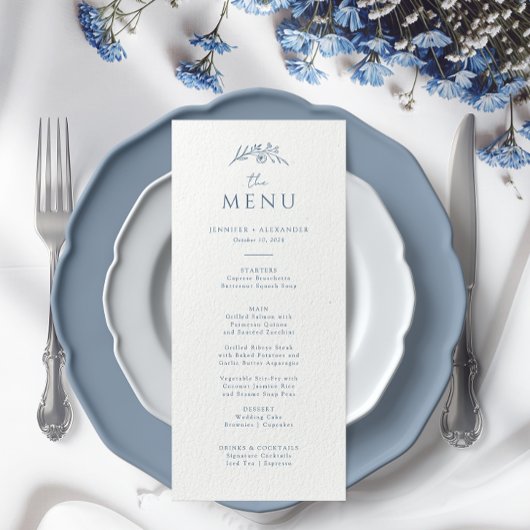 Dusty Blue Monogram Wedding Menu