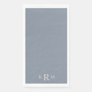 Dusty Blue Monogram Wedding Paper Guest Towels Servet