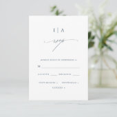  Dusty Blue Monogram Wedding Rsvp Kaartje (Staand voorkant)