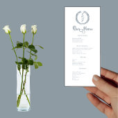 Dusty Blue Monogram Wreater White Dinner Menu