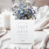 Dusty Blue Monogramme Mariage Enregistrer La Carte