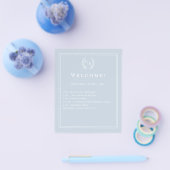 Dusty blue monogrammed wedding program details flyer (Enkel)