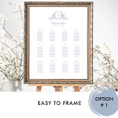 Dusty Blue Monogrammed Wedding Zitting Grafiek Tek Poster