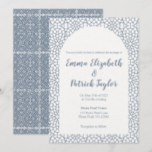 Dusty Blue Mosaic Wedding Invitation