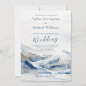 Dusty Blue Mountains Mariage Invitation numérique (Devant)