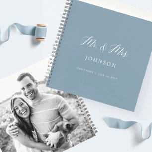 Dusty Blue Mr. & Mrs Photo Wedding Guest Book Notitieboek